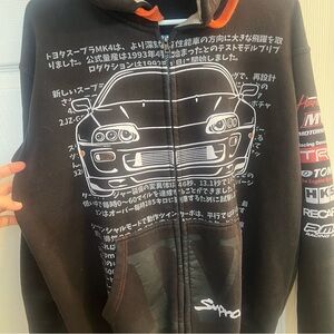 Toyota Supra Black Hoodie w Car Graphic Hardtuned Size Medium Street Racing Cars